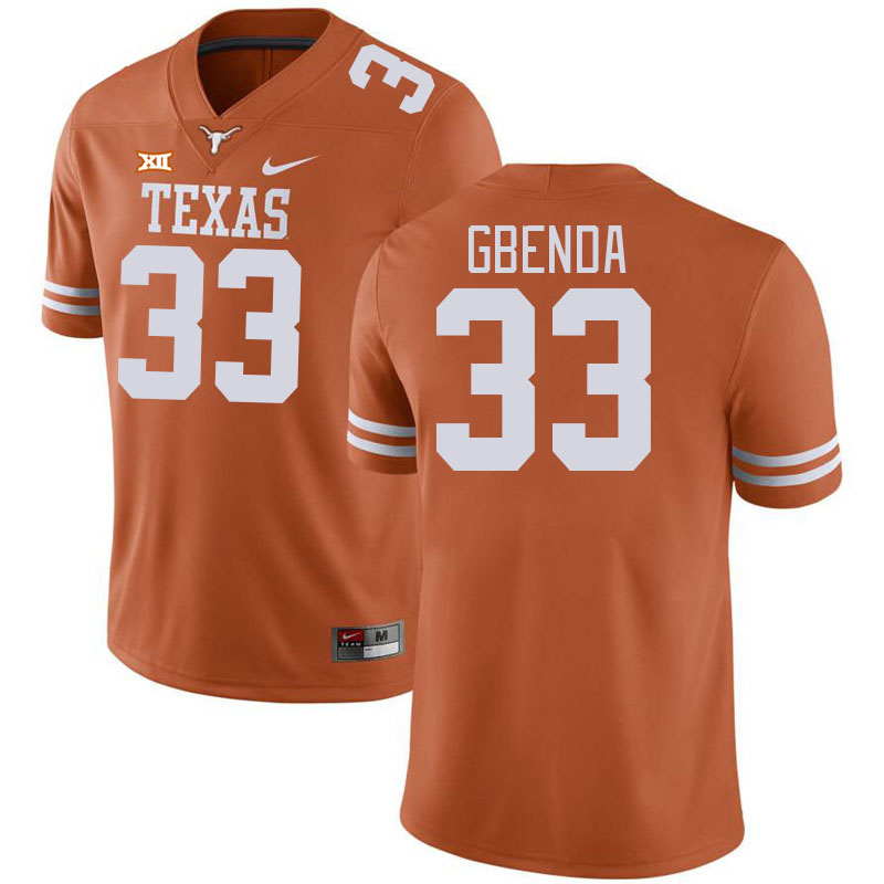 Men #33 David Gbenda Texas Longhorns College Football Jerseys Stitched-Orange